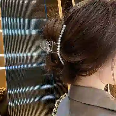 水中玉 珍珠抓夹大号发卡少女简约优雅气质夹子头饰鲨鱼夹发饰女 发夹 女款