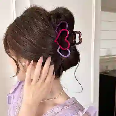 水中玉 彩色爱心后脑勺高级感盘头发鲨鱼 亚克力 发夹 女款