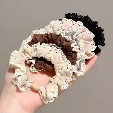 水中玉 花边加粗高弹力耐用不勒头 布艺 头绳 女款