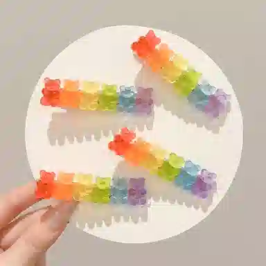 水中玉 小熊软糖侧边发卡刘海一字夹头饰可爱甜美风夹子发饰 合金 发夹 女款