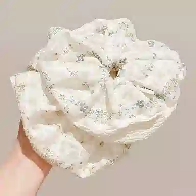 水中玉 小清新碎花褶皱大肠发圈后脑勺简约百搭不伤发扎发发绳发饰 皮筋 头绳 女款