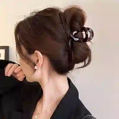 水中玉 韩系简约高级感后脑勺盘发百搭大号鲨鱼 亚克力 发夹 女款