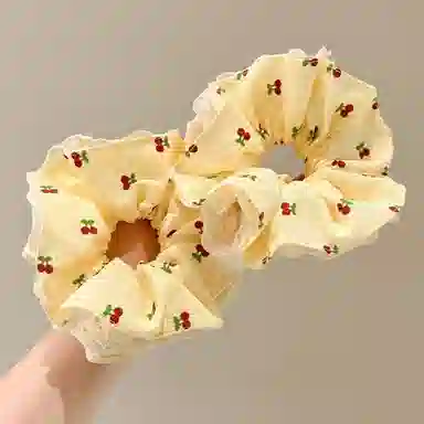 水中玉 韩系大肠发圈甜美樱桃扎马尾丸子头发绳蕾丝花边多层大号发饰 布艺 头绳 女款