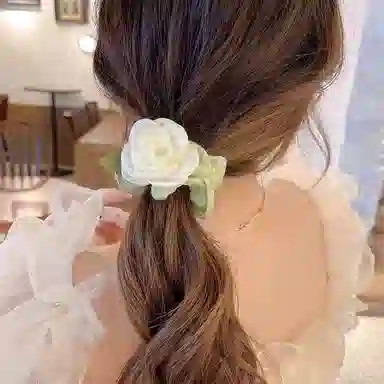 水中玉 超仙森系山茶花大肠发圈高级感扎头发发绳头花发饰 皮筋 头绳 女款