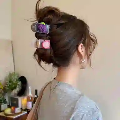 水中玉 可爱水果发卡高端高马尾神器后脑勺半扎发发卡小号抓夹 亚克力 发夹 女款