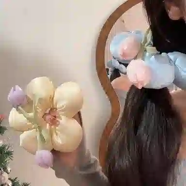 水中玉 韩系花朵枕头大肠发圈扎头头饰发绳慵懒风丸子发饰 皮筋 头绳 女款