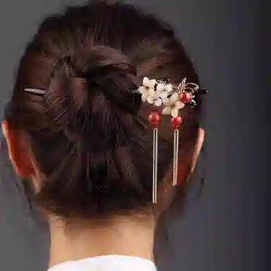 水中玉 戏蝶舞 古风高级感流苏新中式木质簪子国风汉服步摇钗子 发簪 女款