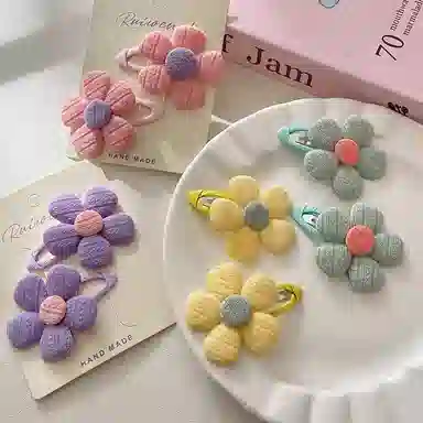 水中玉 可爱花朵发卡高级感侧边刘海夹不伤发头饰夹子 合金 发夹 女款