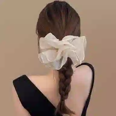 水中玉 法式网纱大肠发圈高级感发绳扎马尾丸子头气质发饰 皮筋 头绳 女款