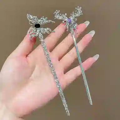 水中玉 高级感蝴蝶 现代金属盘发古风搭配汉服 发簪 女款