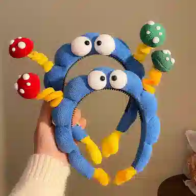 水中玉 可爱毛绒大眼仔趣味压发发卡高颅顶发饰洗脸专用头箍 布艺 发箍 女款