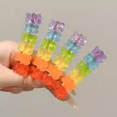 水中玉 小熊软糖侧边发卡刘海一字夹头饰可爱甜美风夹子发饰 合金 发夹 女款