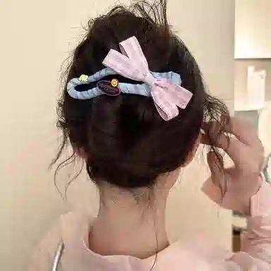 水中玉 韩系撞色蝴蝶结鸭嘴夹后脑勺高级感发卡高端一字夹发饰 亚克力 发夹 女款