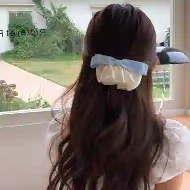 水中玉 法式温柔缎面褶皱蝴蝶结发卡后脑勺高级感夹子扎发发饰 合金 发夹 女款