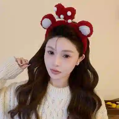 水中玉 卡通立体玩偶发箍秋冬毛绒可爱发捆少女心洗脸压发头箍 布艺 发箍 女款