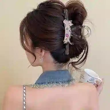 水中玉 可爱萌趣猫咪独特设计感发卡后脑勺发量多鲨鱼 亚克力 发夹 女款