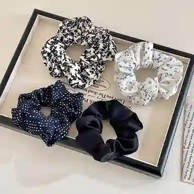 水中玉 韩式简约蓝色波点大肠发圈高级感时尚扎头发绳头饰皮筋 发圈发绳 女款