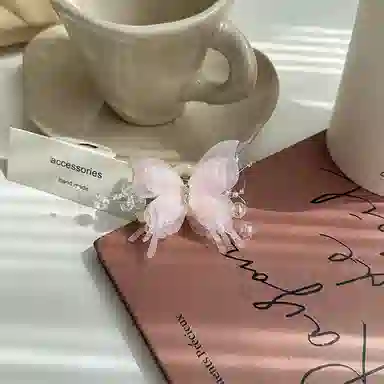 水中玉 蝴蝶抓夹高级感甜美发卡小号后脑勺盘头发鲨鱼夹子头饰 发夹 女款