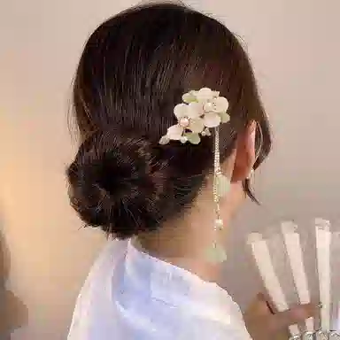 水中玉 古风玉兰花流苏簪子 新中式气质后脑勺盘发发钗简约现代头饰 发簪 女款