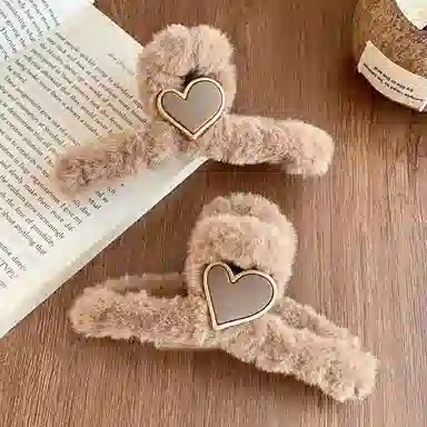 水中玉 高级感毛绒大号抓夹冬季后脑勺鲨鱼夹毛毛夹子头饰发卡 亚克力 发夹 女款