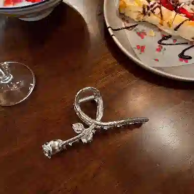 水中玉 复古玫瑰花抓夹大号高级感后脑勺发量多发抓夹子头饰鲨鱼夹 发夹 女款