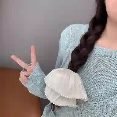 水中玉 韩系超大仿珍珠网纱大肠 扎头 慵懒风 皮筋 头绳 女款