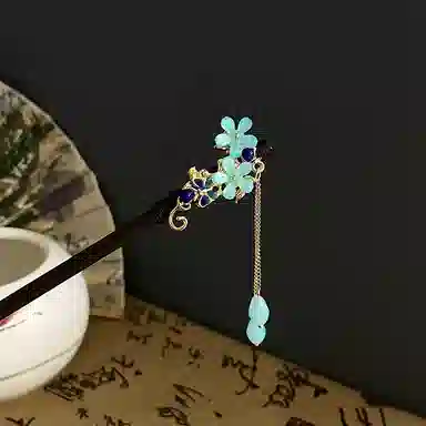 水中玉 鸢尾蝶木簪 新中式高级感发钗后脑勺盘发发钗古风汉服 发簪 女款