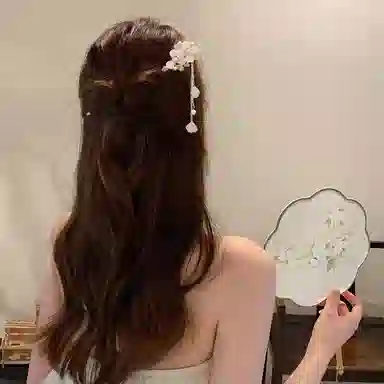 水中玉 古风玉兰花流苏簪子 新中式气质后脑勺盘发发钗简约现代头饰 发簪 女款