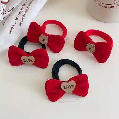 水中玉 过年红色喜庆高弹力可爱毛巾圈扎头发皮筋新年氛围感发圈发绳头饰 布艺 头绳 女款