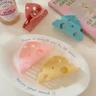 水中玉 可爱趣味芝士奶酪抓夹后脑勺发量少抓夹盘发鲨鱼夹发卡头饰发抓 发夹 女款