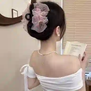 水中玉 氛围感蓬松碎花云朵泡泡抓夹高级感后脑勺盘发鲨鱼夹 亚克力 发夹 女款