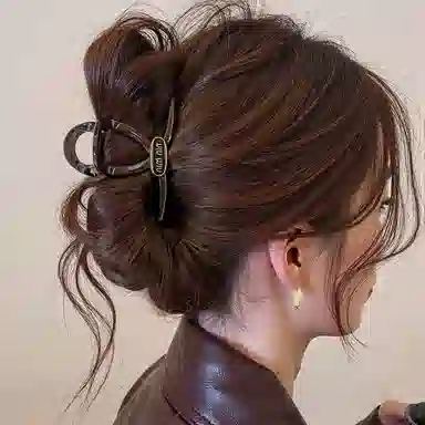 水中玉 法式抓夹棕色发卡高级感中号夹子头饰发量少鲨鱼夹 亚克力 发夹 女款