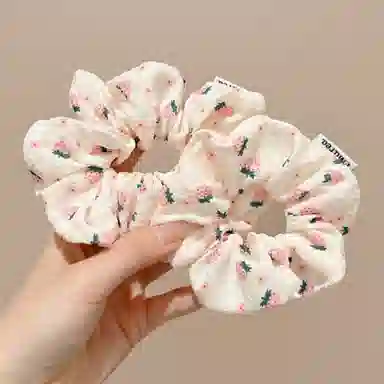 水中玉 粉色草莓大肠发圈扎头马尾发绳甜美可爱高弹力头花头饰 布艺 头绳 女款