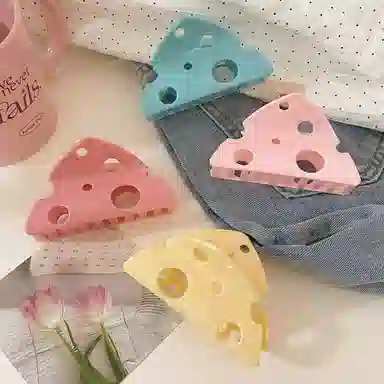 水中玉 可爱趣味芝士奶酪抓夹后脑勺发量少抓夹盘发鲨鱼夹发卡头饰发抓 发夹 女款