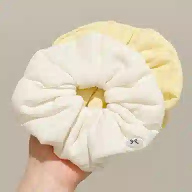 水中玉 奶油泡芙黄色大肠发圈高级感扎头发发绳韩系慵懒风绝美头饰 布艺 头绳 女款