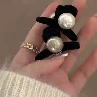 水中玉 珍珠植绒小抓夹公主头发卡前额侧边刘海夹半扎发高级感夹子头饰 亚克力 发夹 女款