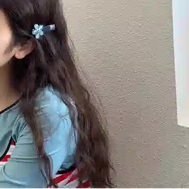 水中玉 蓝色花朵鸭嘴夹小清新侧边夹子发卡高级感前额刘海夹 合金 发夹 女款