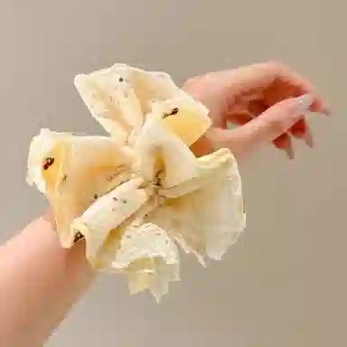 水中玉 韩系大肠发圈甜美樱桃扎马尾丸子头发绳蕾丝花边多层大号发饰 布艺 头绳 女款