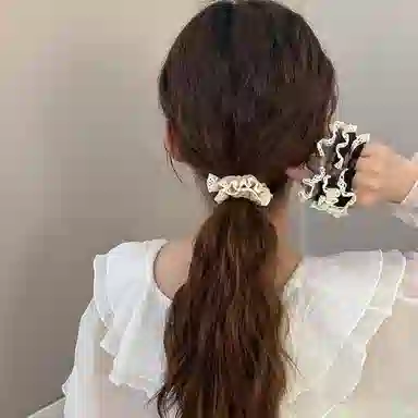 水中玉 花边加粗高弹力耐用不勒头 布艺 头绳 女款