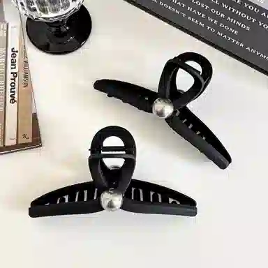 水中玉 高级感黑色抓夹超大号鲨鱼夹后脑勺发量多夹子发卡头饰 亚克力 发夹 女款