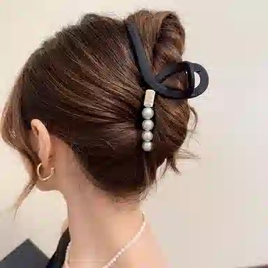 水中玉 珍珠磨砂抓夹后脑勺大号鲨鱼夹发卡高级感夹子头饰 发夹 女款