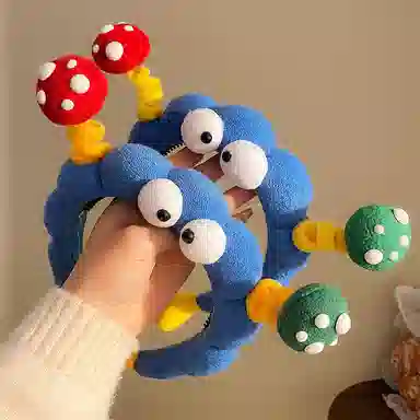 水中玉 可爱毛绒大眼仔趣味压发发卡高颅顶发饰洗脸专用头箍 布艺 发箍 女款