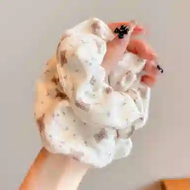 水中玉 可爱白色大肠发圈高弹力扎头皮筋甜美少女不勒头发绳头饰 布艺 头绳 女款