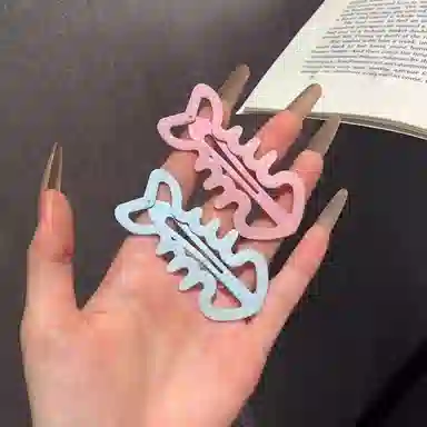 水中玉 韩系风甜酷辣妹鱼骨夹子侧边刘海夹碎发发卡子发饰 合金 发夹 女款