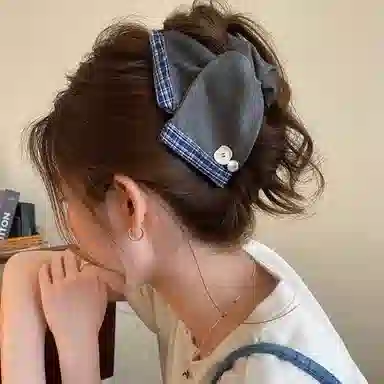 水中玉 法式高级感褶皱花边三角抓夹大号盘发鲨鱼夹子后脑勺发量多发抓 亚克力 发夹 女款