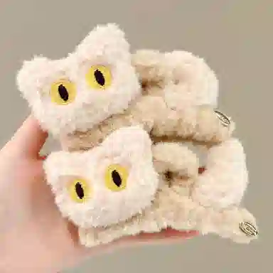 水中玉 可爱毛绒猫咪抓夹大号鲨鱼夹后脑勺发量多高级感夹子头饰发卡 亚克力 发夹 女款