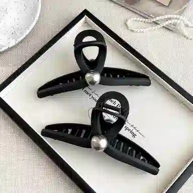 水中玉 高级感黑色抓夹超大号鲨鱼夹后脑勺发量多夹子发卡头饰 亚克力 发夹 女款