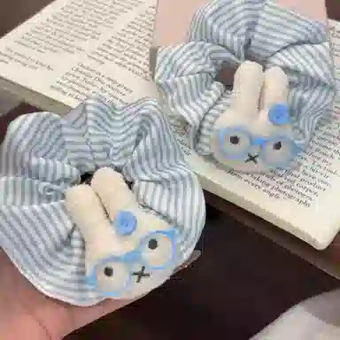 水中玉 可爱波点小兔子甜美马尾丸子头高弹力扎发 布艺 发圈 女款