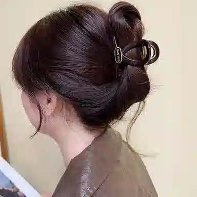 水中玉 法式抓夹棕色发卡高级感中号夹子头饰发量少鲨鱼夹 亚克力 发夹 女款