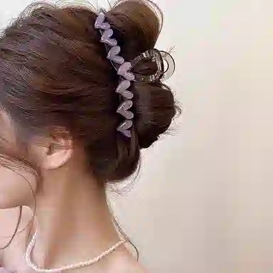 水中玉 优雅爱心抓夹高级感气质鲨鱼夹发抓后脑勺大号盘发发卡夹子 发夹 女款